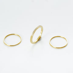3-Piece Gold Ring Set | CNC-Cut Zirconia Settings | 316 Stainless Steel