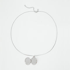 Polished Stainless Steel Oval Locket Necklace – Minimal & Timeless Design
