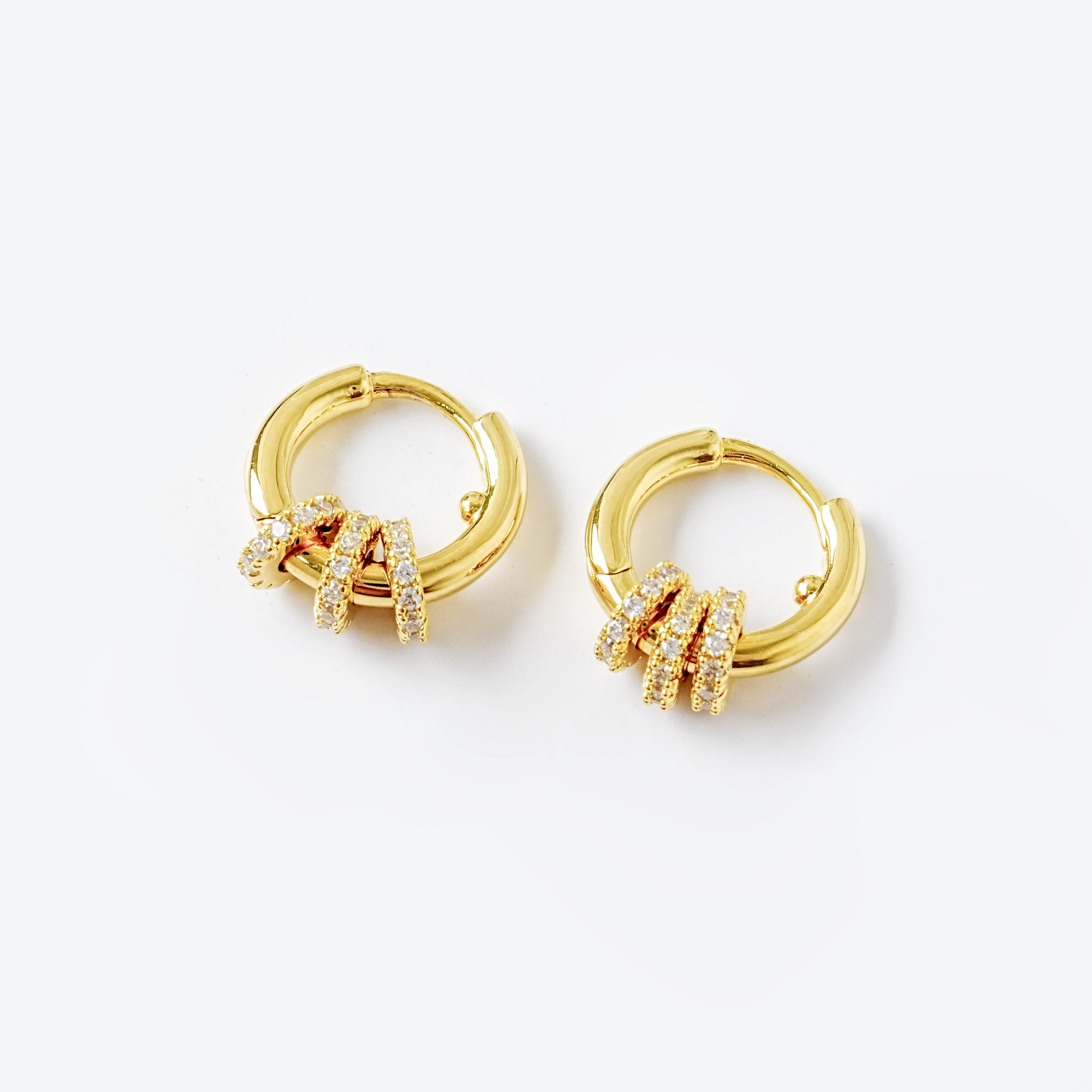 Versatile Hoop Earrings with Removable Zircon Charms – Gold Plated, Brass/Silver Options