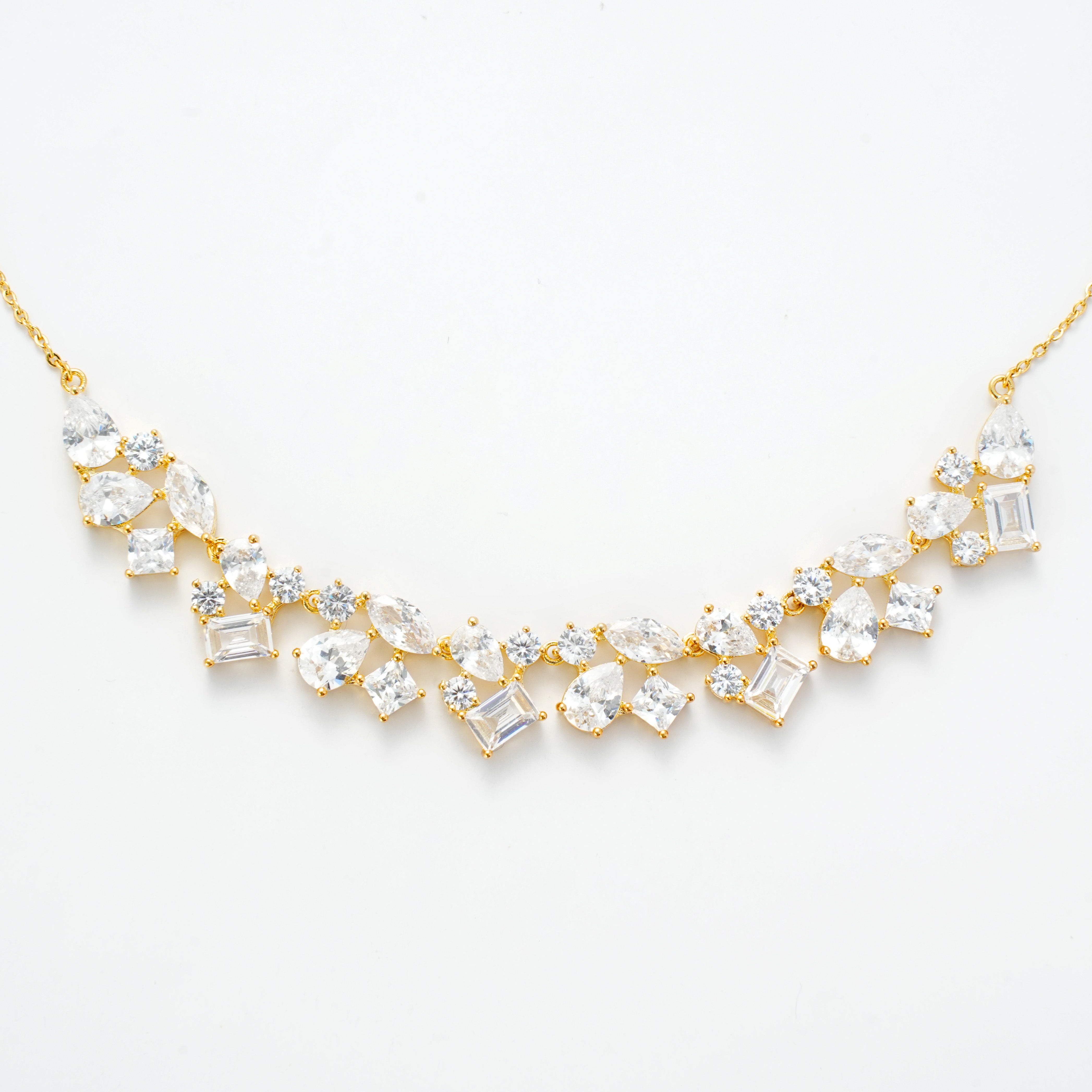 Gold Plated Multi Shape Zircon Pendant Necklace Wholesale | Geometric CZ Chain Jewelry | Custom OEM Fashion Necklace Manufacturer