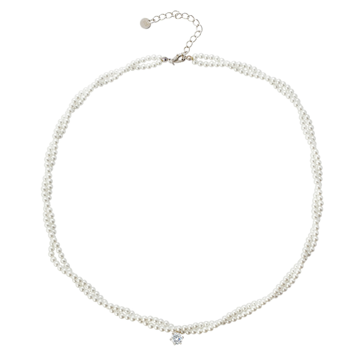 925 Silver Twisted Pearl Necklace | Minimalist Small Pearl Choker with Sterling Silver Chain