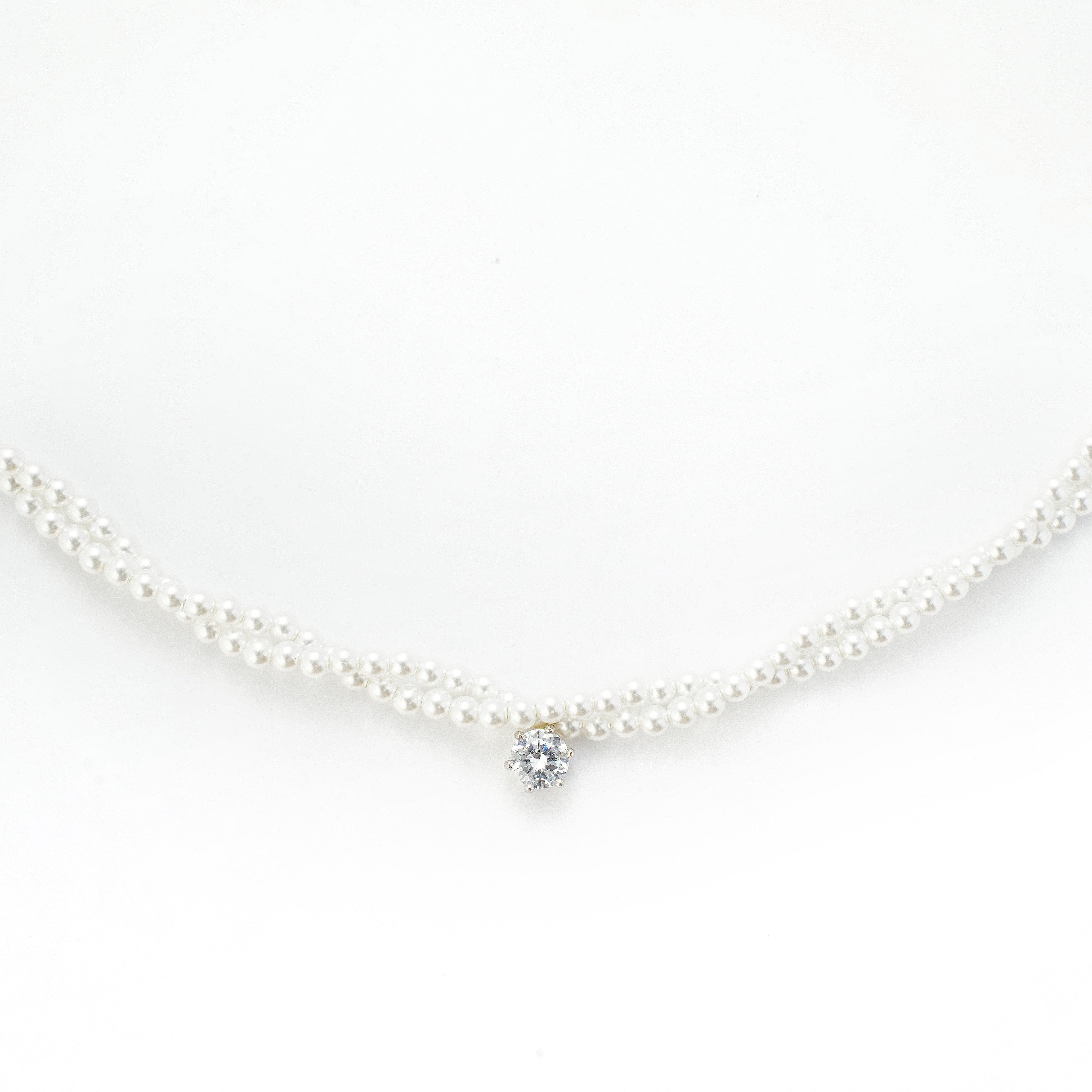 925 Silver Twisted Pearl Necklace | Minimalist Small Pearl Choker with Sterling Silver Chain