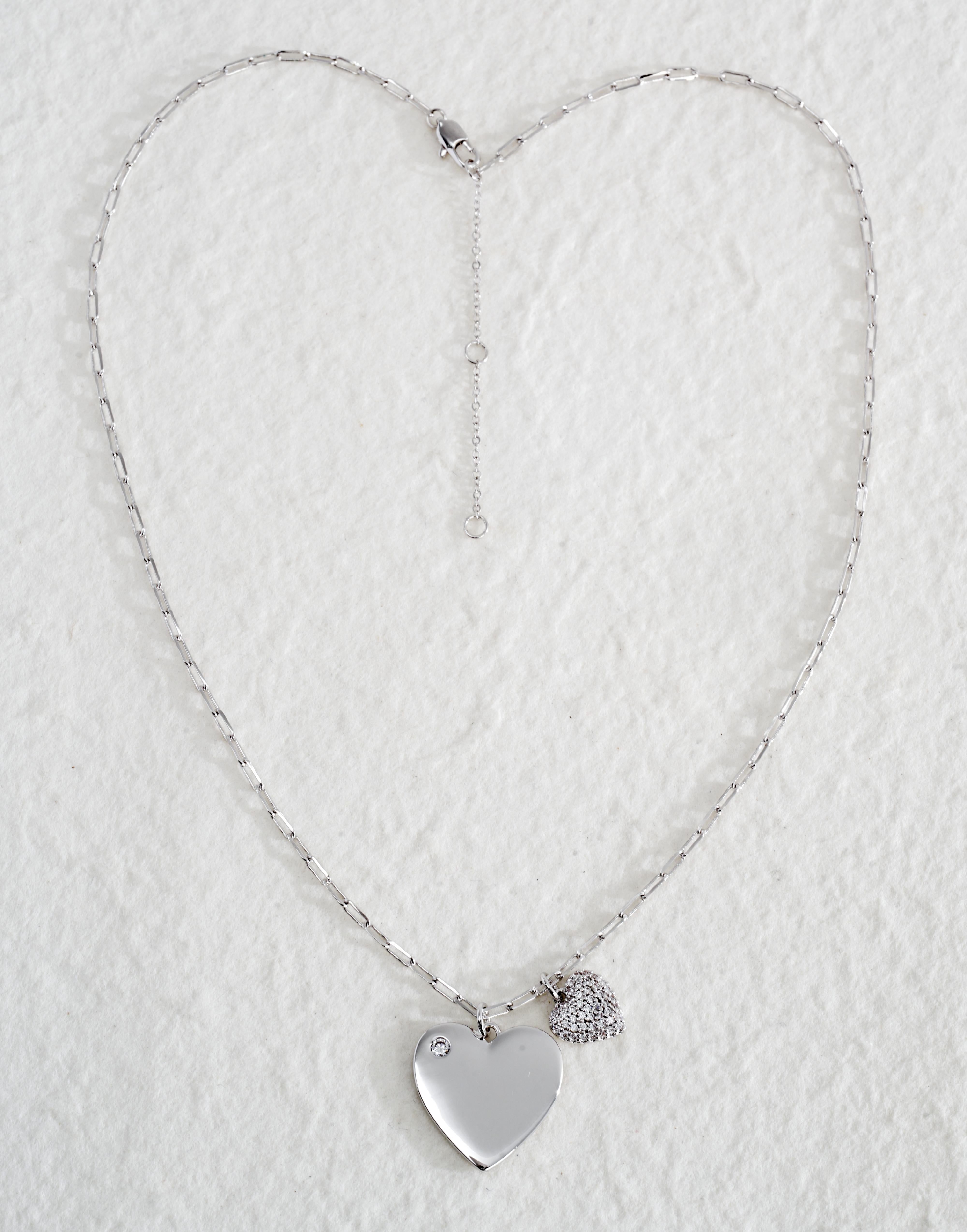 Dual Heart CZ Pendant Necklace | Layered Heart Charm Jewelry | Adjustable Chain | OEM/ODM Fashion Jewelry Supplier