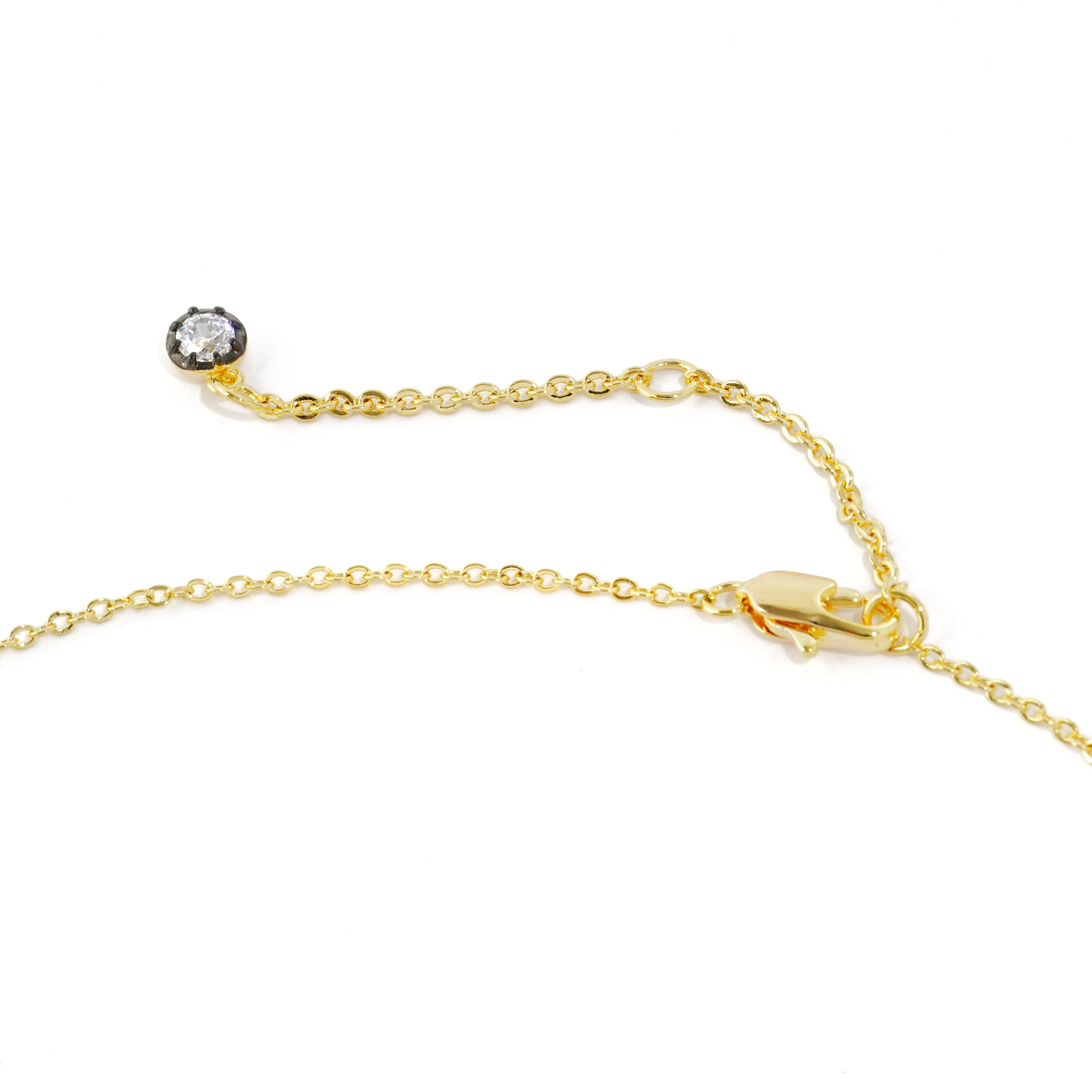 Delicate Dual-Tone Drop Necklace | 14K Gold & Gunmetal Plating | Marquise CZ Charms | Fine Layering Jewelry Manufacturer