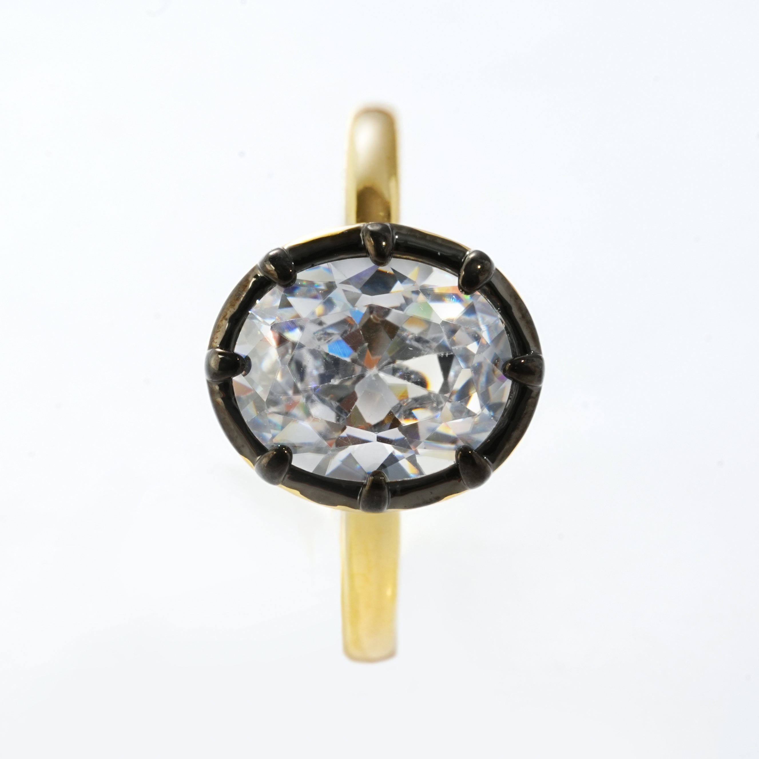 Oval CZ Gunmetal Plated Ring | Dual-Tone Modern Design for OEM Jewelry Brands