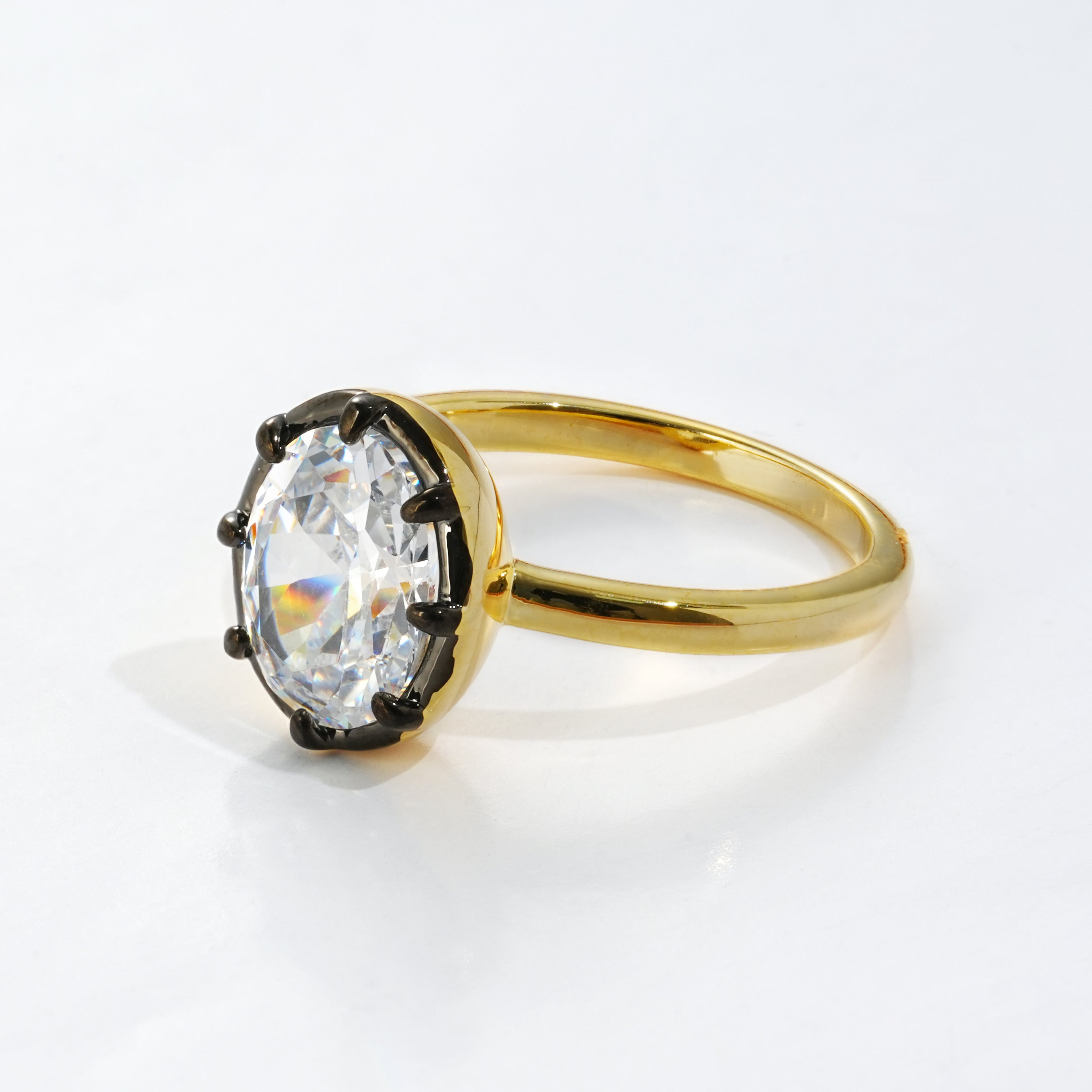 Oval CZ Gunmetal Plated Ring | Dual-Tone Modern Design for OEM Jewelry Brands