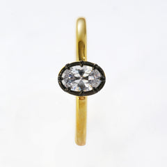 Elegant Small Oval 3A CZ Ring | Refined Dual-Tone Gunmetal Design for Premium Jewelry Brands