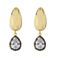 Modern Dual-Tone Teardrop CZ Earrings | Statement Design for Contemporary Jewelry Brands