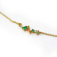 Minimal Colored Zircon Necklace | Brass / 925 Silver | 14K Gold Plating