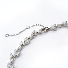Platinum Plated Leaf Zirconia Necklace | Elegant Nature-Inspired Design | OEM/ODM Fashion Jewelry