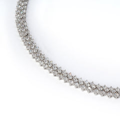 Platinum Plated Zirconia Tennis Necklace | Modern Minimalist Design | OEM/ODM Fashion Jewelry