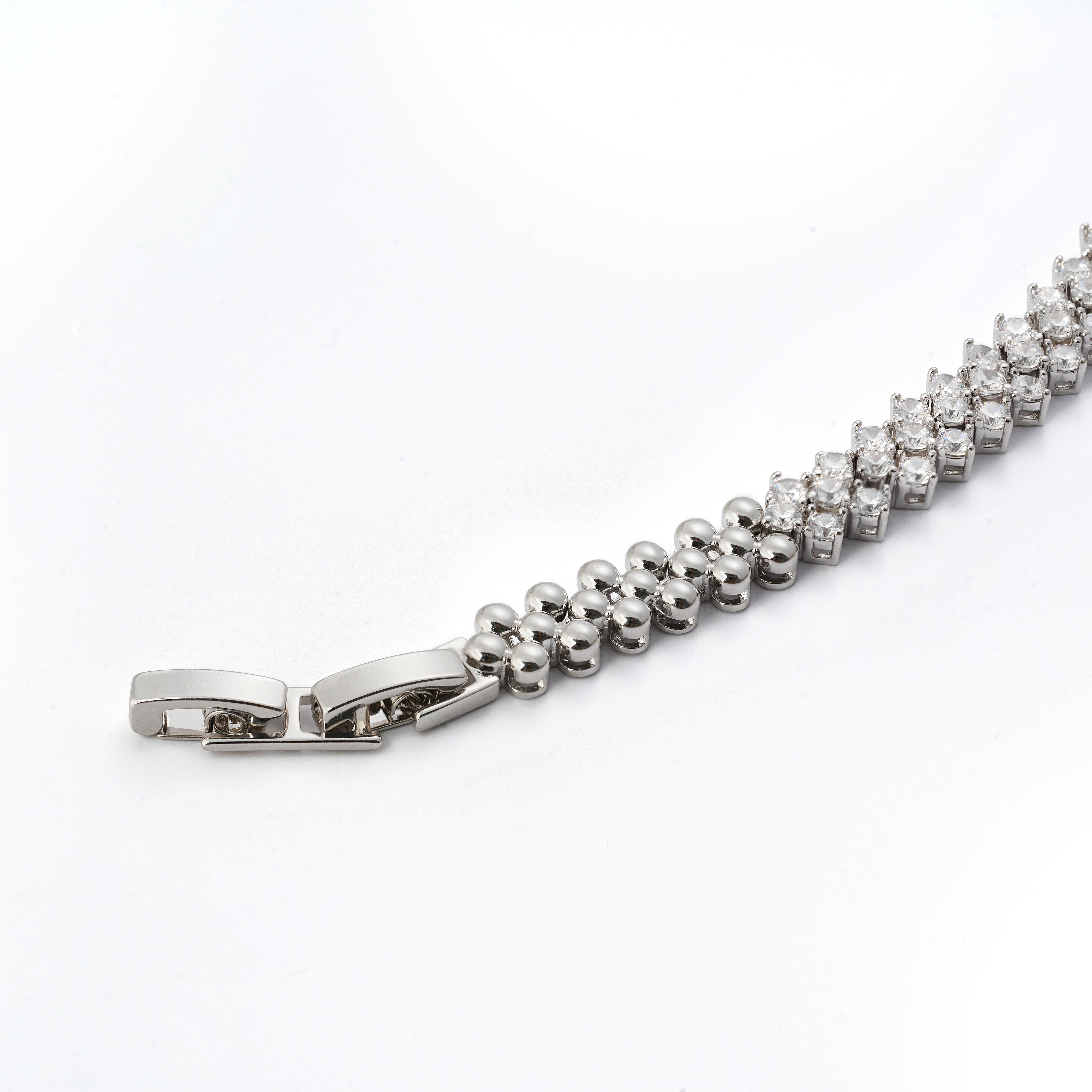 Platinum Plated Zirconia Tennis Bracelet | Modern Minimalist Style | OEM/ODM Fashion Jewelry