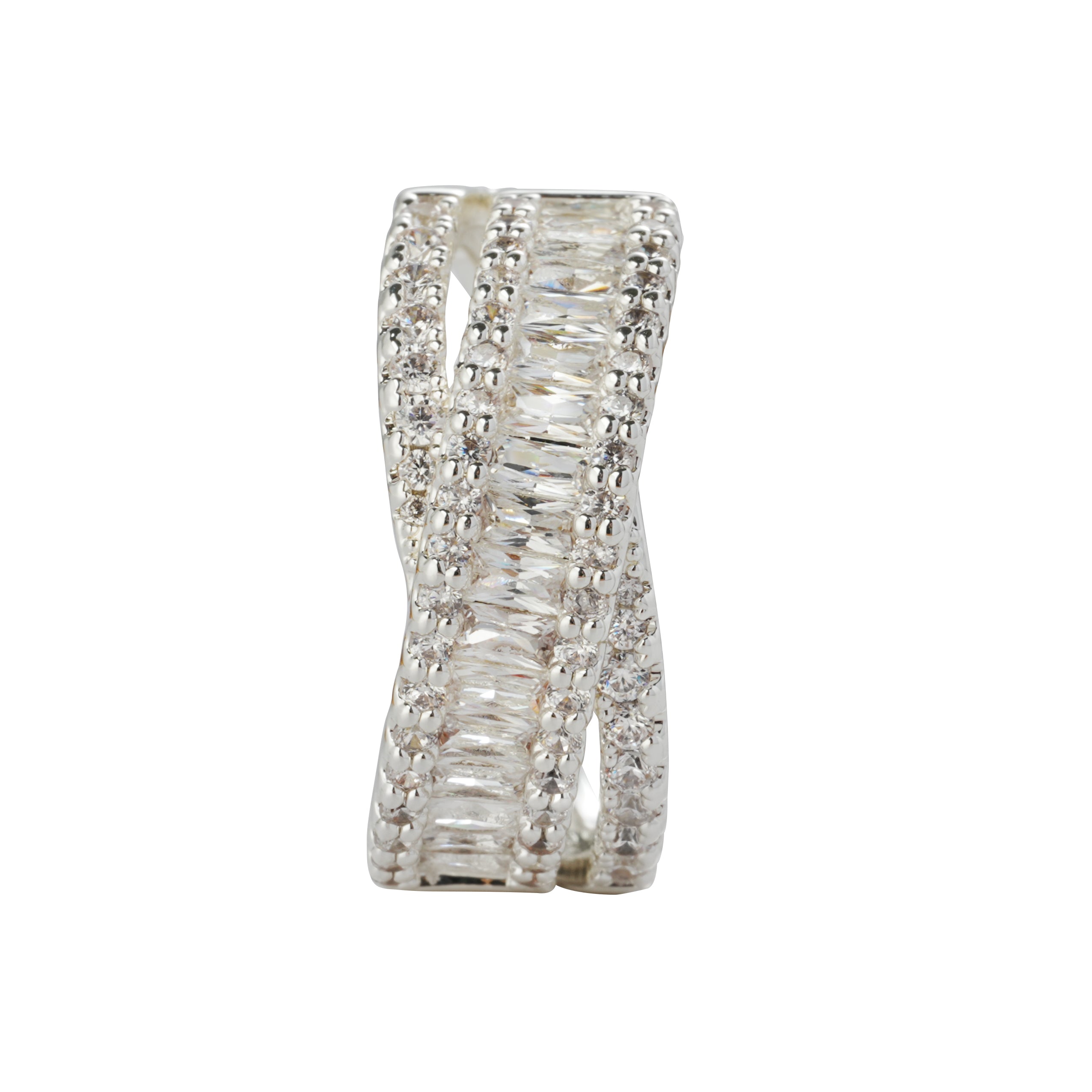 Baguette & Pave CZ Layered Ring – 14K Gold Plated / Silver Plated