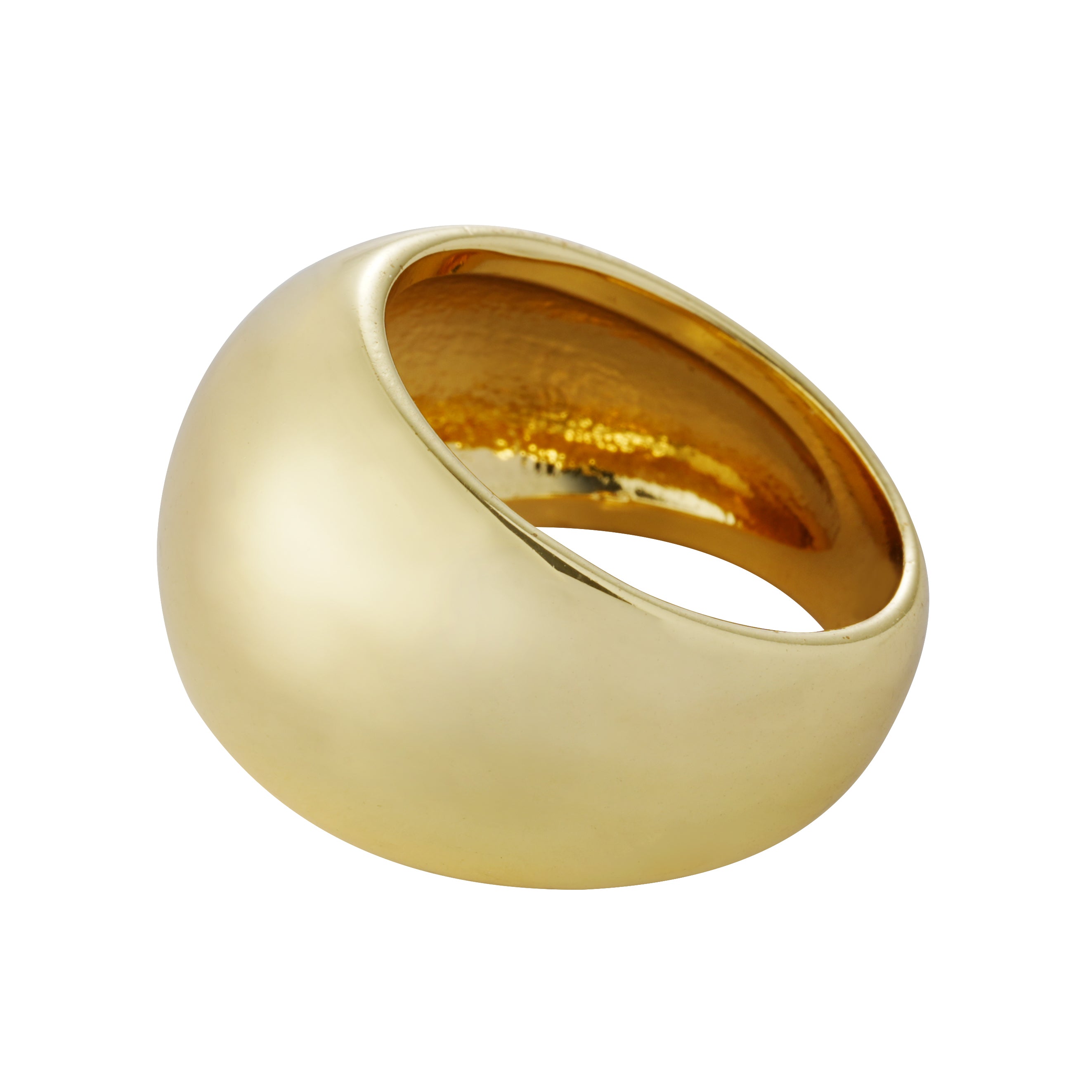 High-Polish Dome Ring – Brass with 14K Gold Plating, Minimal & Versatile