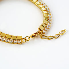 14K Gold Plated CZ Tennis Bracelet | Brass Base | High-Shine B2B Fashion Jewelry Manufacturer