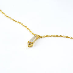 Minimalist 14K Gold-Plated Necklace with Tapered 3A Cubic Zirconia Pendant – Ideal for Everyday & Layering Collections