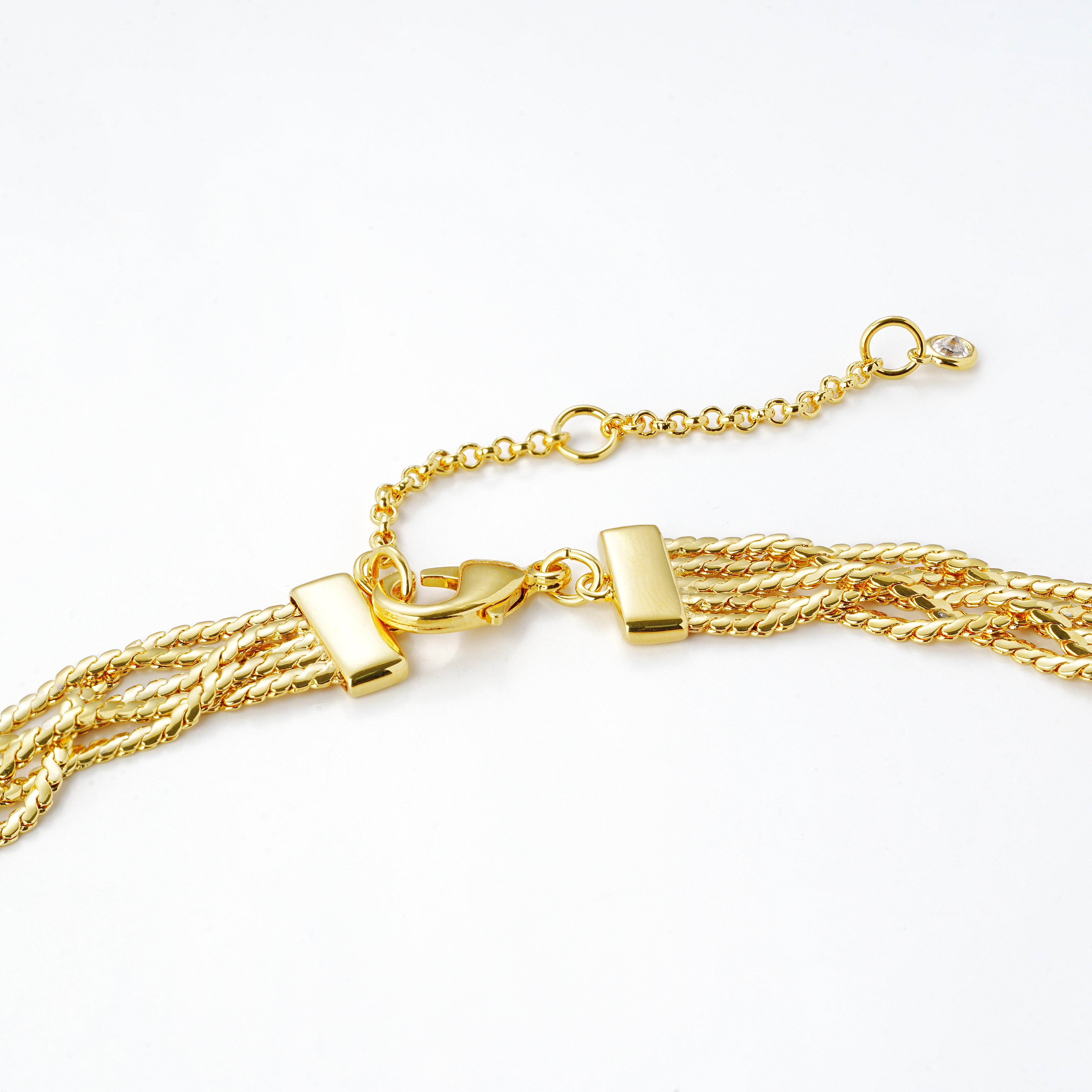 Multi-Strand Braided Statement Necklace – Brass 14K Gold Plated, High-Shine Finish