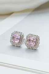 925 Sterling Silver Jewelry Set  – Pink Crushed Ice Stone Halo Necklace, Earrings & Ring | Regent Jewelry OEM ODM Supplier Since 1968