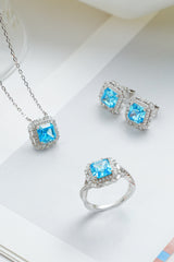 925 Silver Jewelry Set | Crushed Ice Stone Ring, Pendant & Earrings | OEM Fine Jewelry Supplier