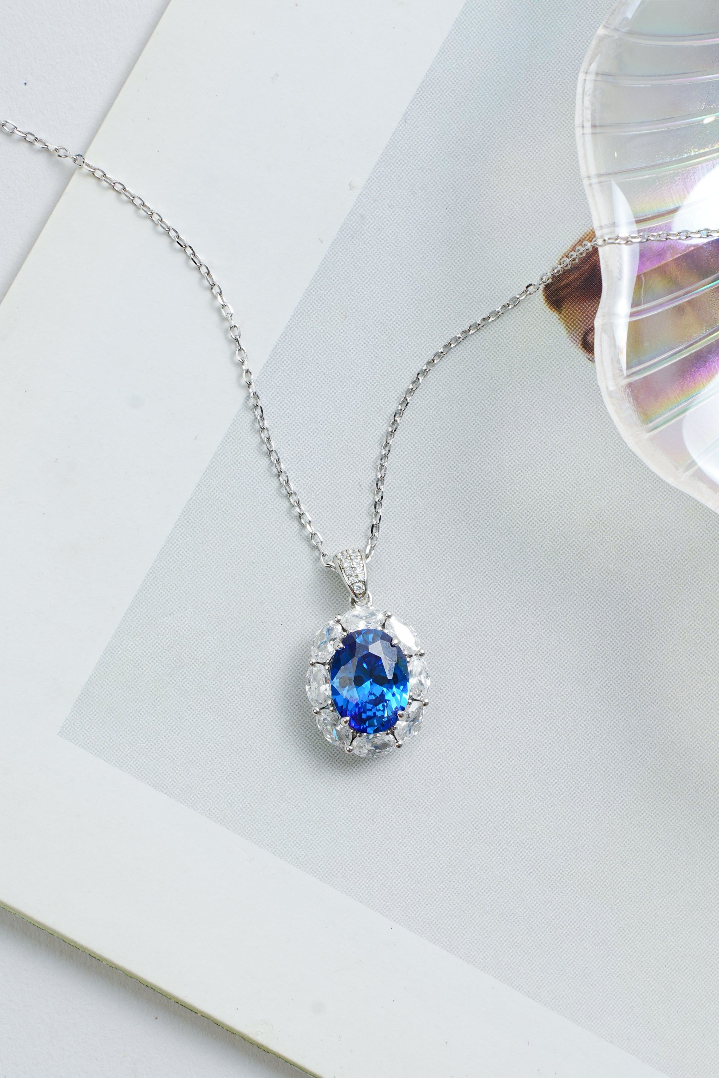 925 Sterling Silver Jewelry Set  – Sapphire Blue Ice Flower Stone Oval Set (Necklace, Earrings & Ring) | Regent Jewelry OEM ODM Supplier Since 1968