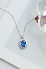 925 Sterling Silver Jewelry Set  – Sapphire Blue Ice Flower Stone Oval Set (Necklace, Earrings & Ring) | Regent Jewelry OEM ODM Supplier Since 1968