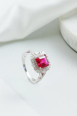 High-Quality 925 Silver Jewelry Set Supplier | Square Ruby Crushed Ice Stone Necklace Earring Ring | OEM ODM Fashion Jewelry Manufacturer