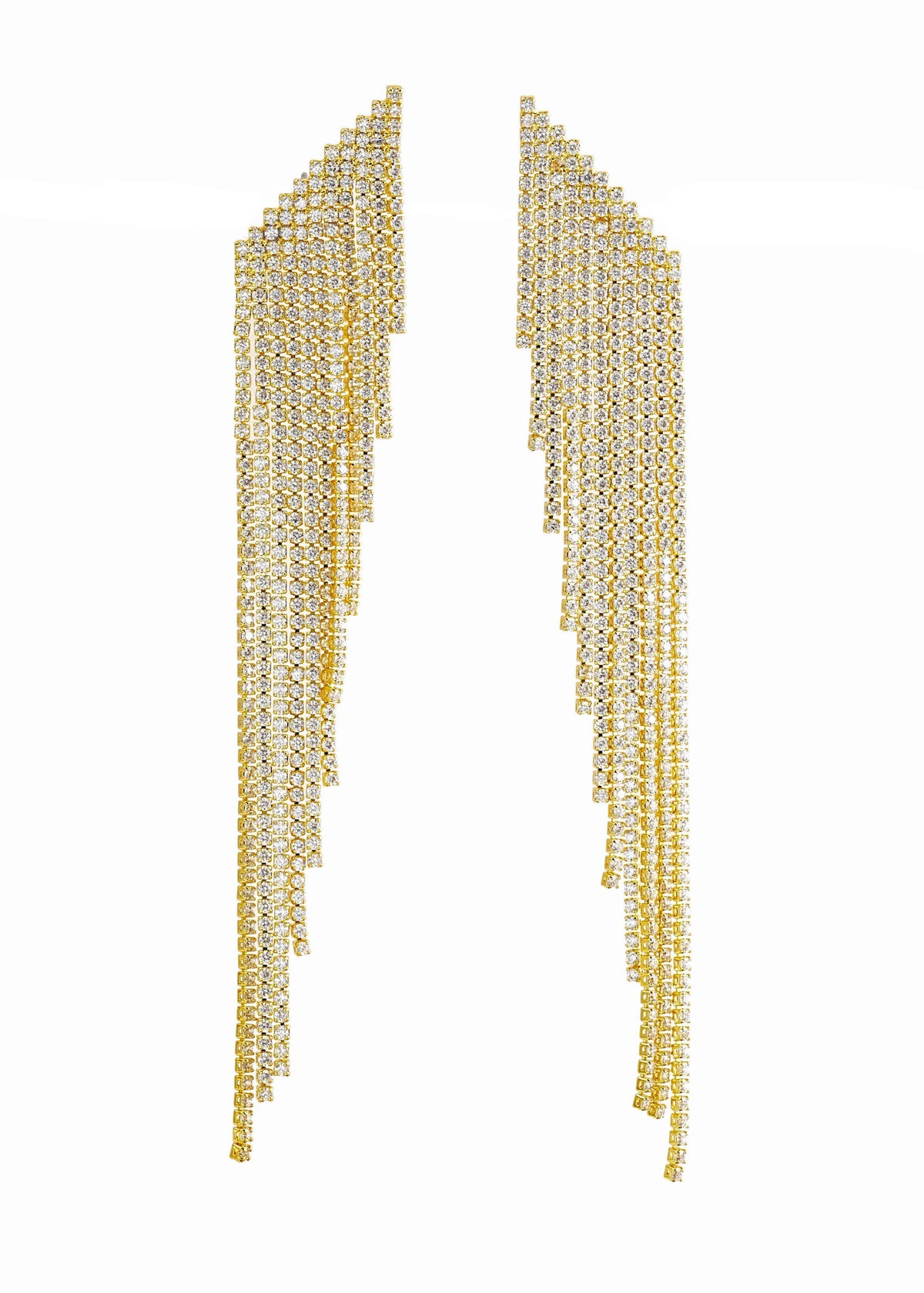 Luxury Gold Zircon Fringe Earrings | OEM & Wholesale Jewelry Supplier
