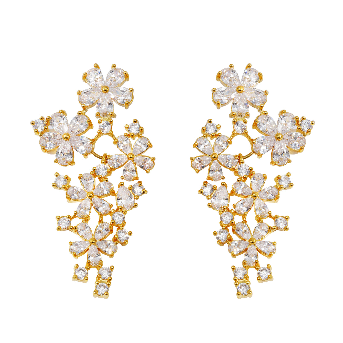 CZ Floral Cluster Earrings
