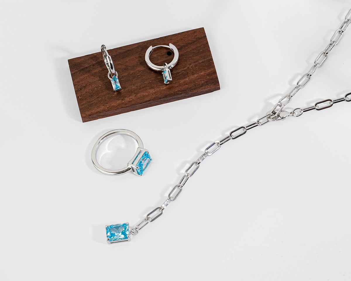 Elegant Blue Zirconia Jewelry Set