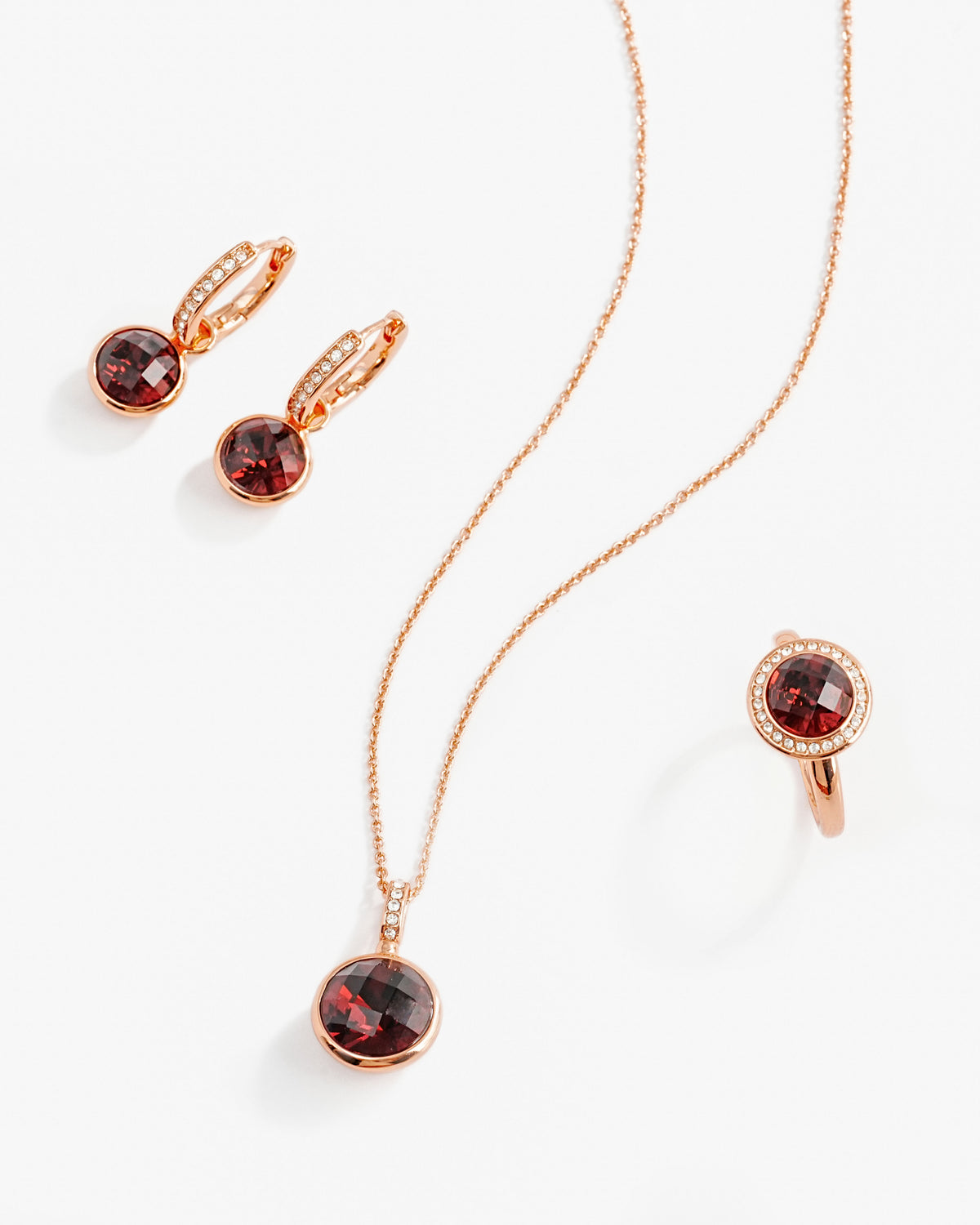 Rose Gold Plated Burgundy Jewelry Set regent-jewelry Rose Gold Plated Burgundy Jewelry Set regent-jewelry