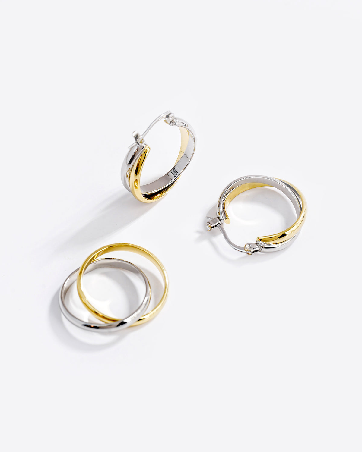 Gold and Silver Hoop Earrings for Women – Two Tone Crossover Hoops