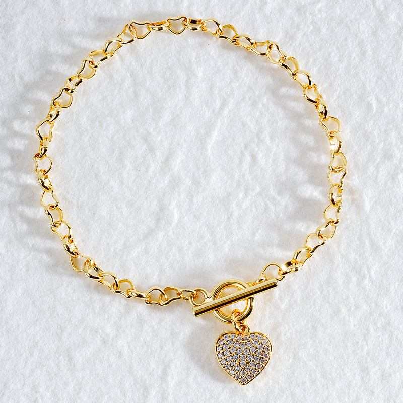 Gold & Silver Toggle Heart Bracelet Wholesale | High Shine Chain Jewelry | Custom OEM Bracelet Manufacturer for Fashion Brands
