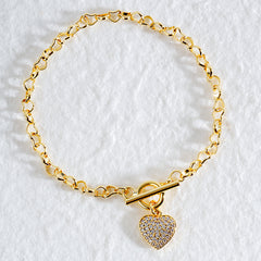 Gold & Silver Toggle Heart Bracelet Wholesale | High Shine Chain Jewelry | Custom OEM Bracelet Manufacturer for Fashion Brands