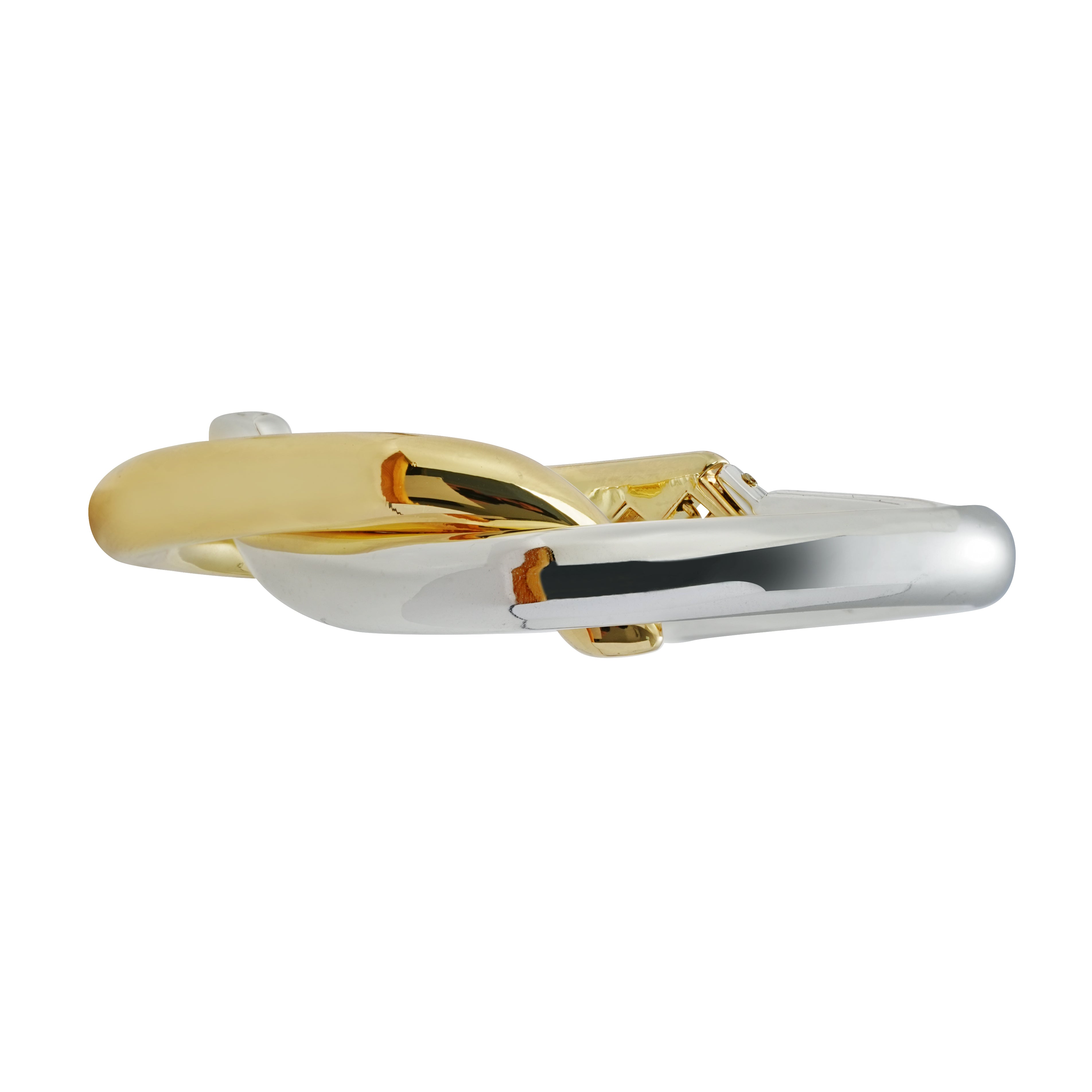 Dual-Tone Alloy Cuff Bracelet | Gold & Rhodium Plated Overlap Bangle | Modern Fashion Jewelry Manufacturer