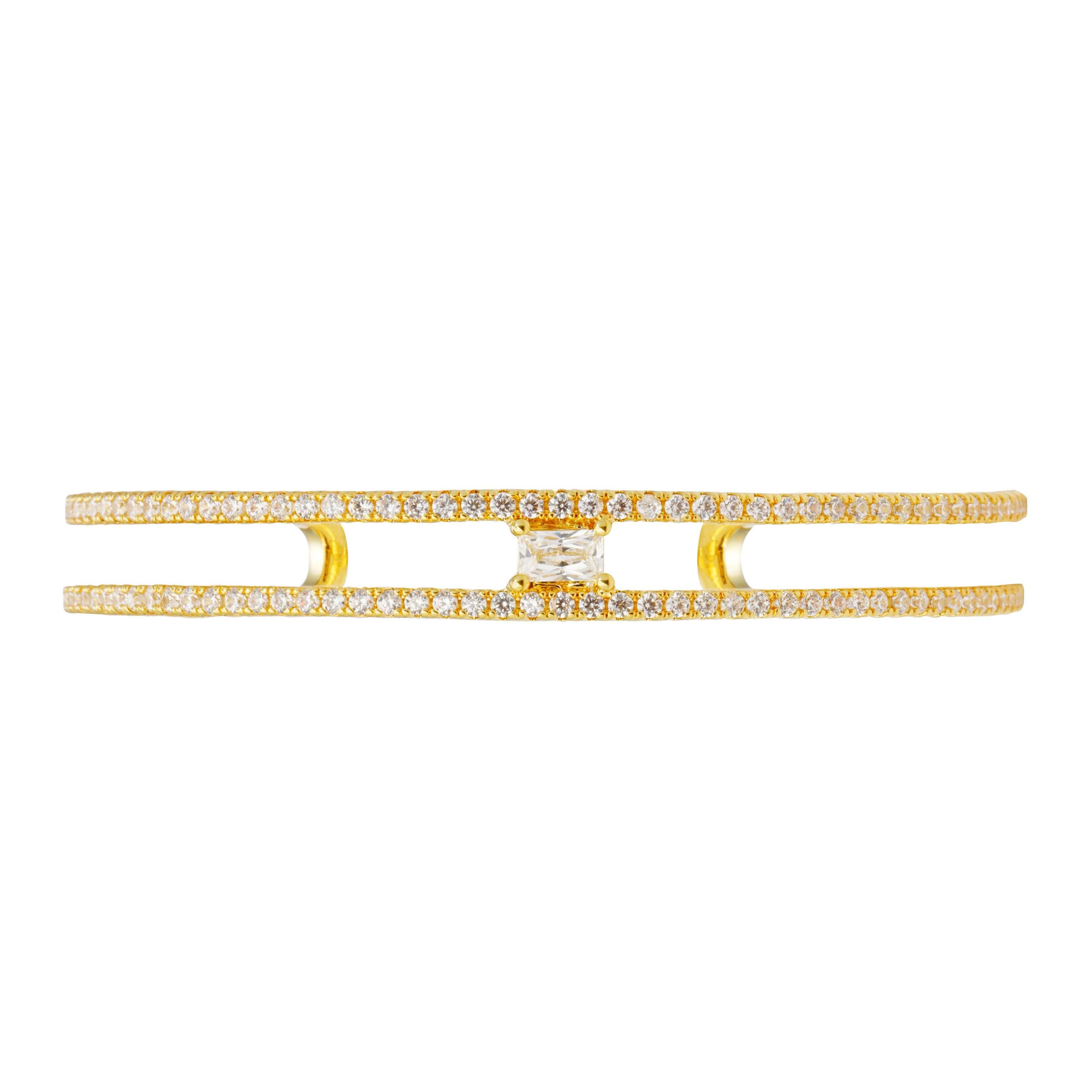 Baguette Zircon Cuff Bangle | OEM Fine Jewelry Manufacturer