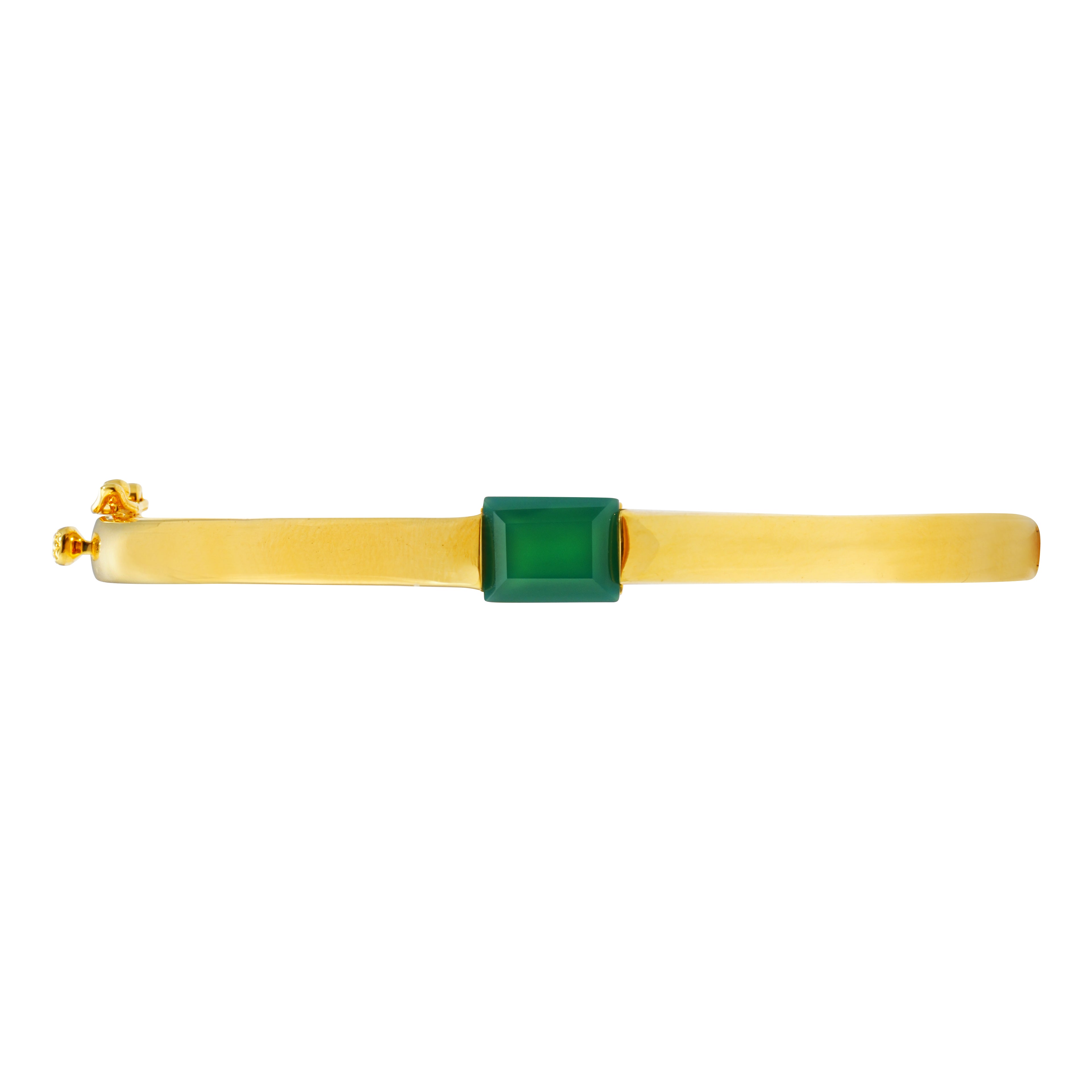 Basic Bangle with Green Onyx | Minimalist Gemstone Cuff Bracelet | OEM Fine Jewelry Manufacturer