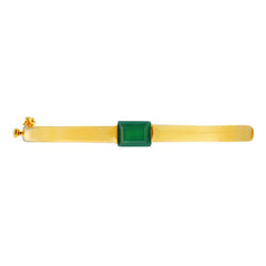 Basic Bangle with Green Onyx | Minimalist Gemstone Cuff Bracelet | OEM Fine Jewelry Manufacturer
