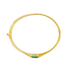 Basic Bangle with Green Onyx | Minimalist Gemstone Cuff Bracelet | OEM Fine Jewelry Manufacturer