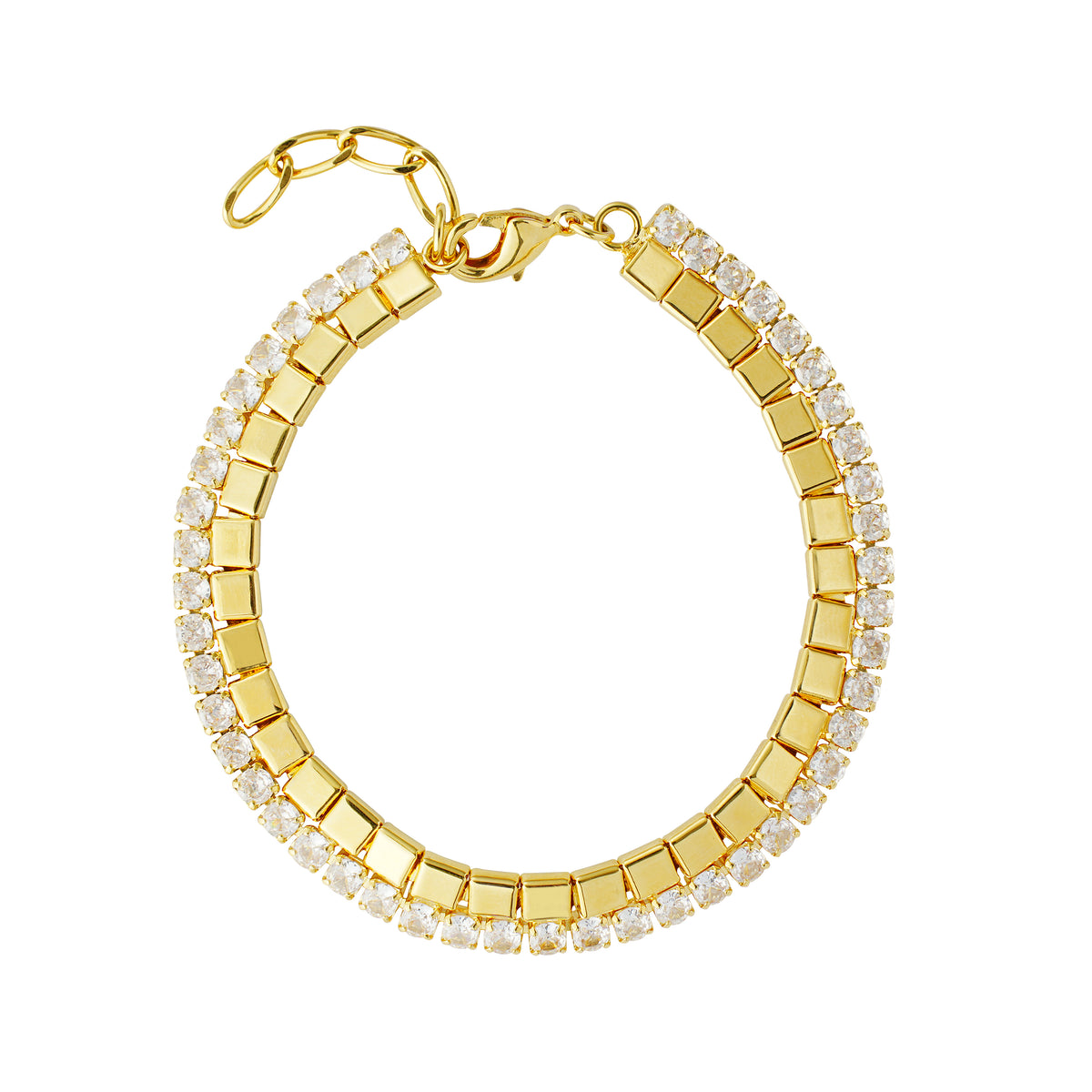 14K Gold Plated CZ Tennis Bracelet | Brass Base | High-Shine B2B Fashion Jewelry Manufacturer