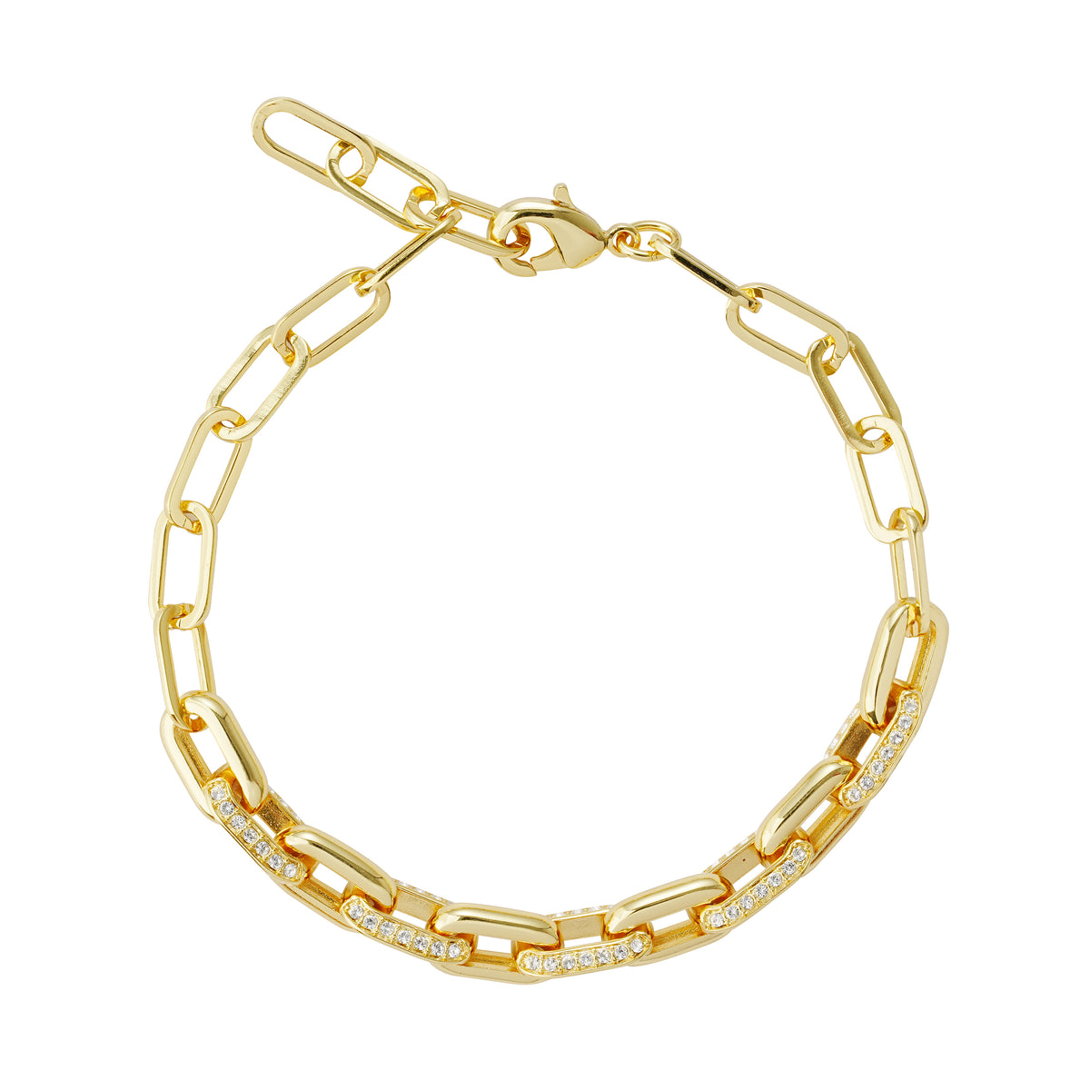 Paperclip Marine Bracelet with Pavé Crystals