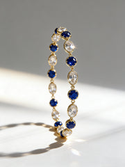 Elegant Blue & White CZ Tennis Bracelet – 14K Gold Plated Alternating Stone Chain