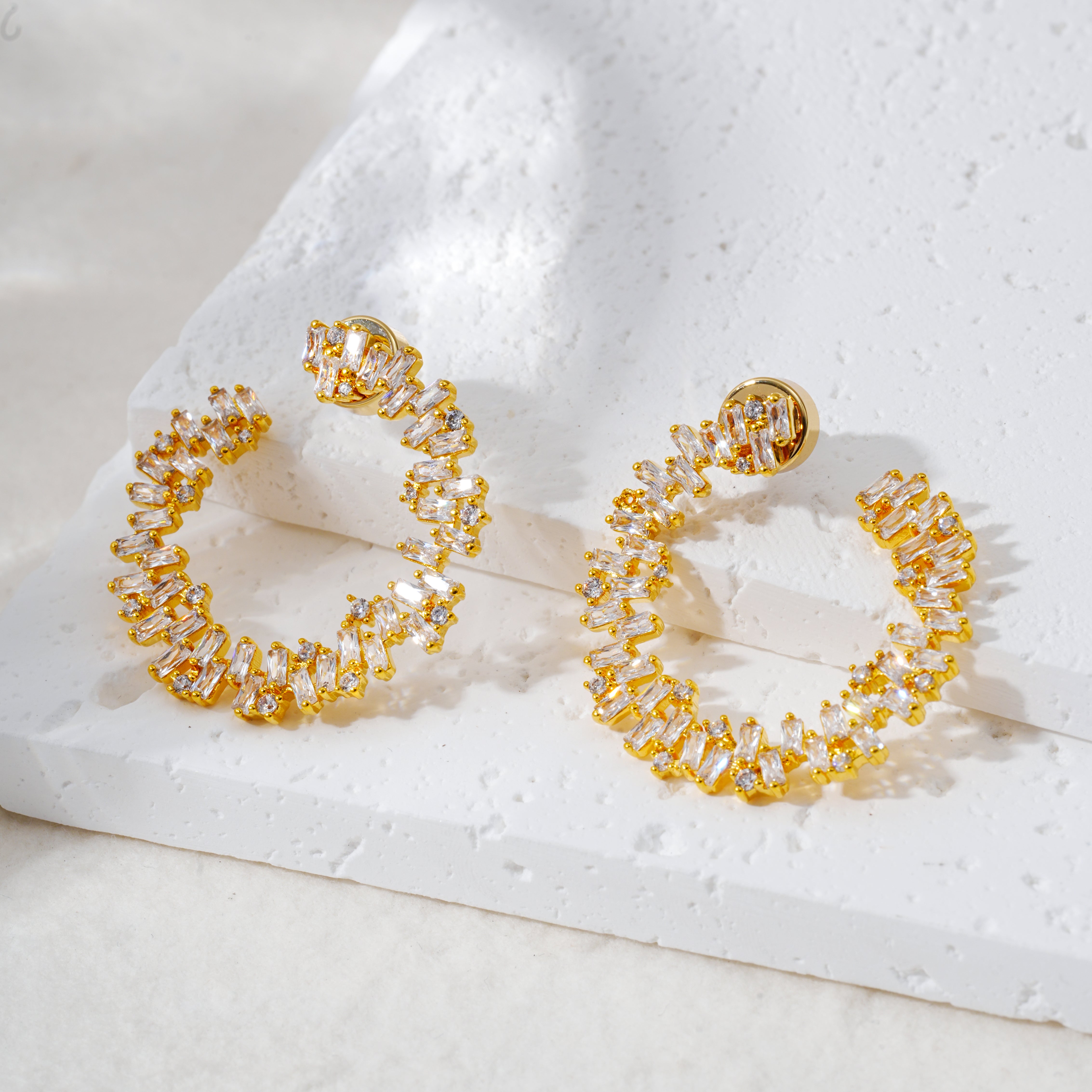 Baguette Halo Earrings