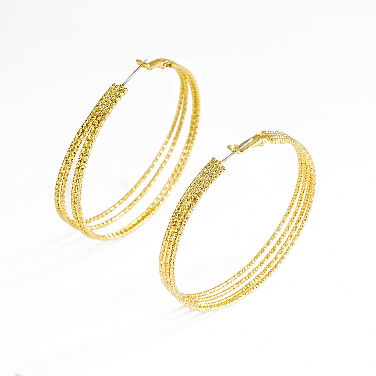 Gold Plated Multi-Layer Hoop Earrings