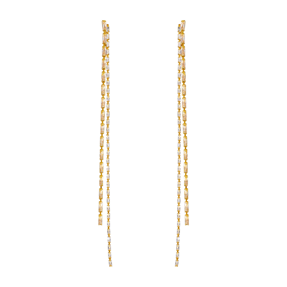 Full Zircon Tassel Drop Earrings
