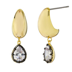 Modern Dual-Tone Teardrop CZ Earrings | Statement Design for Contemporary Jewelry Brands