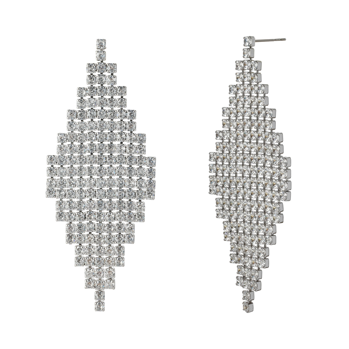 Platinum Plated Tassel Earrings | Full Zirconia Pave | Elegant Movement & Shine