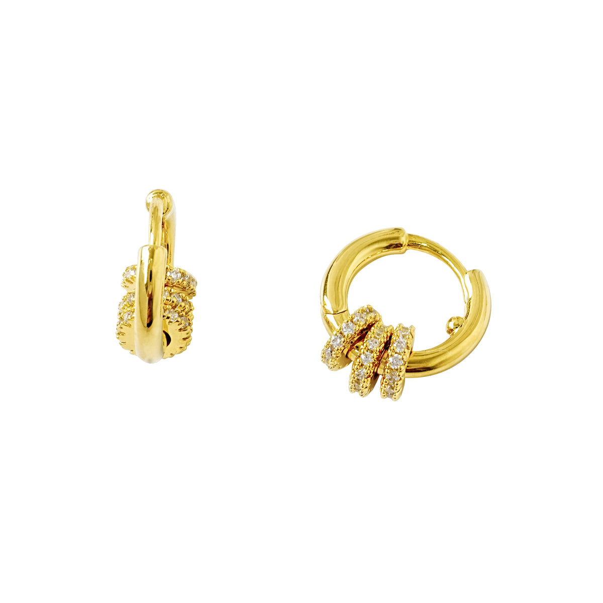 Versatile Hoop Earrings with Removable Zircon Charms – Gold Plated, Brass/Silver Options