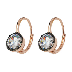 Rose Gold & Gunmetal Dual-Tone CZ Leverback Earrings