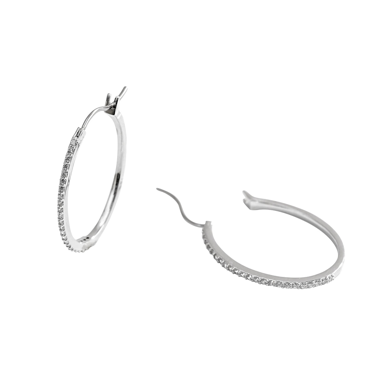 Classic Lightweight CZ Hoop Earrings – Brass/Silver Options, Gold & Rhodium Plating