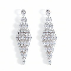 Marquise CZ Cascading Drop Earrings – Rhodium / 14K Gold Plated (Black CZ Option)
